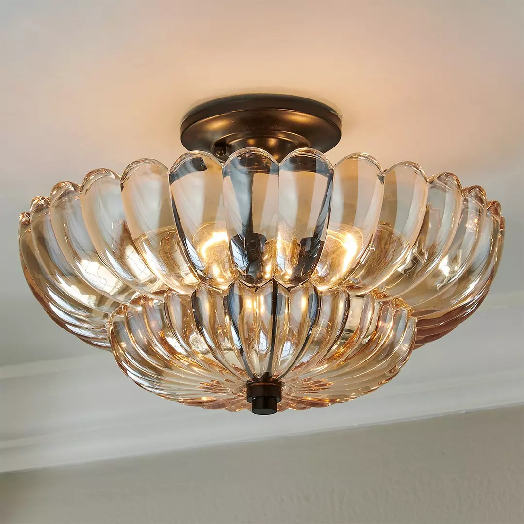 Amyra | Lampada da soffitto in vetro ambra vintage per soggiorno e camera da letto