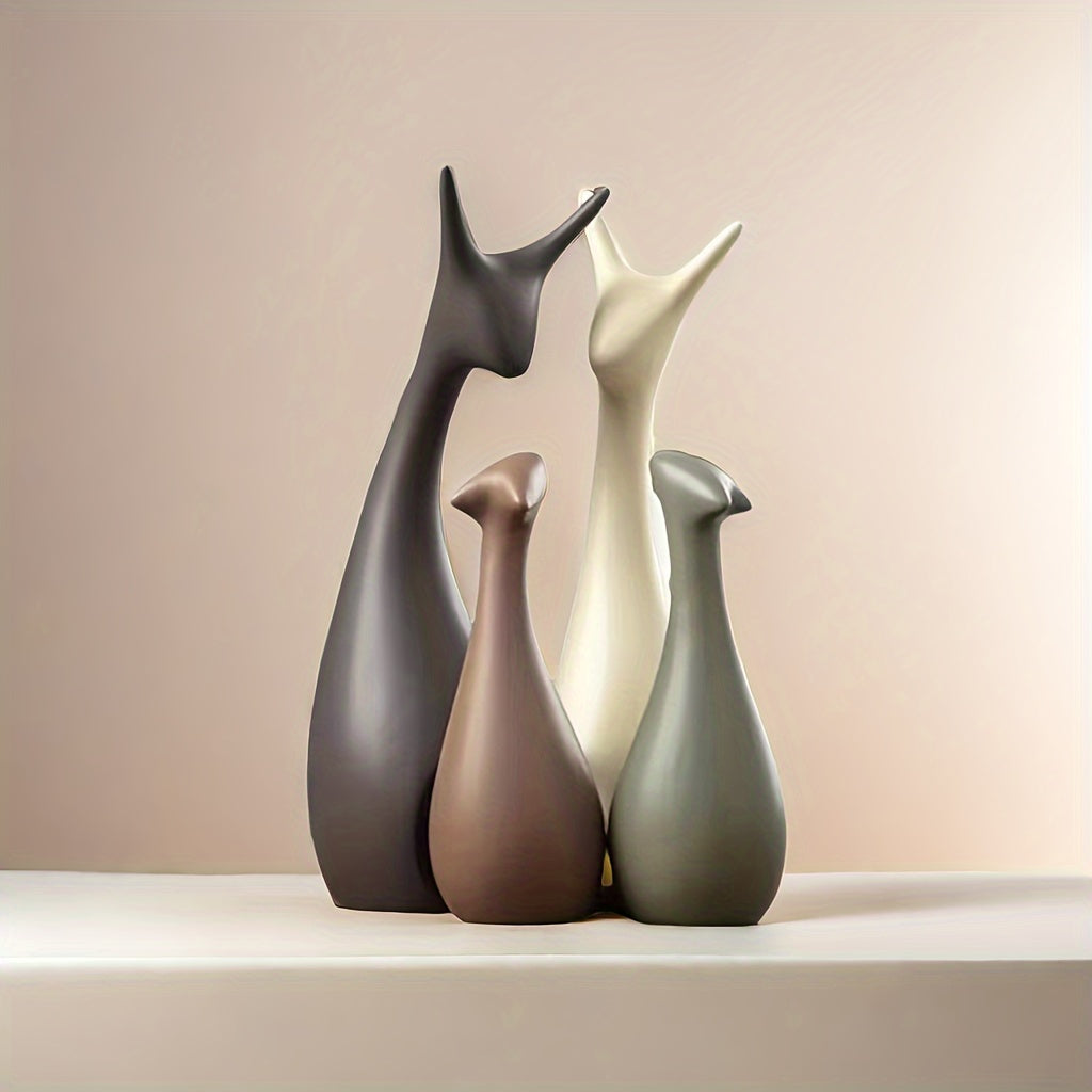 Set di Sculture in Ceramica a Forma di Cervo – Decorazione di Lusso per Soggiorno e Ufficio