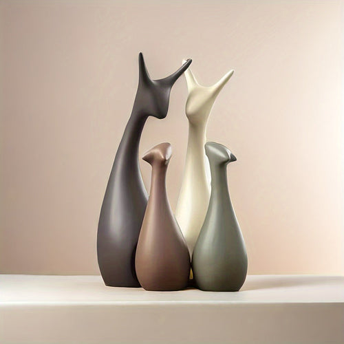 Set di Sculture in Ceramica a Forma di Cervo – Decorazione di Lusso per Soggiorno e Ufficio