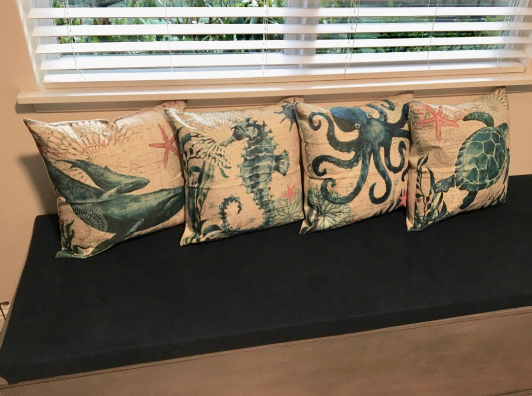 Elarona - Fodera per Cuscino con Motivo di Vita Marina per Decorazione