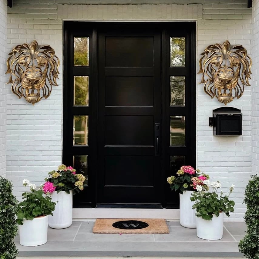 Testa di Leone in Metallo per Decorazione da Parete - Elegante e Robusta