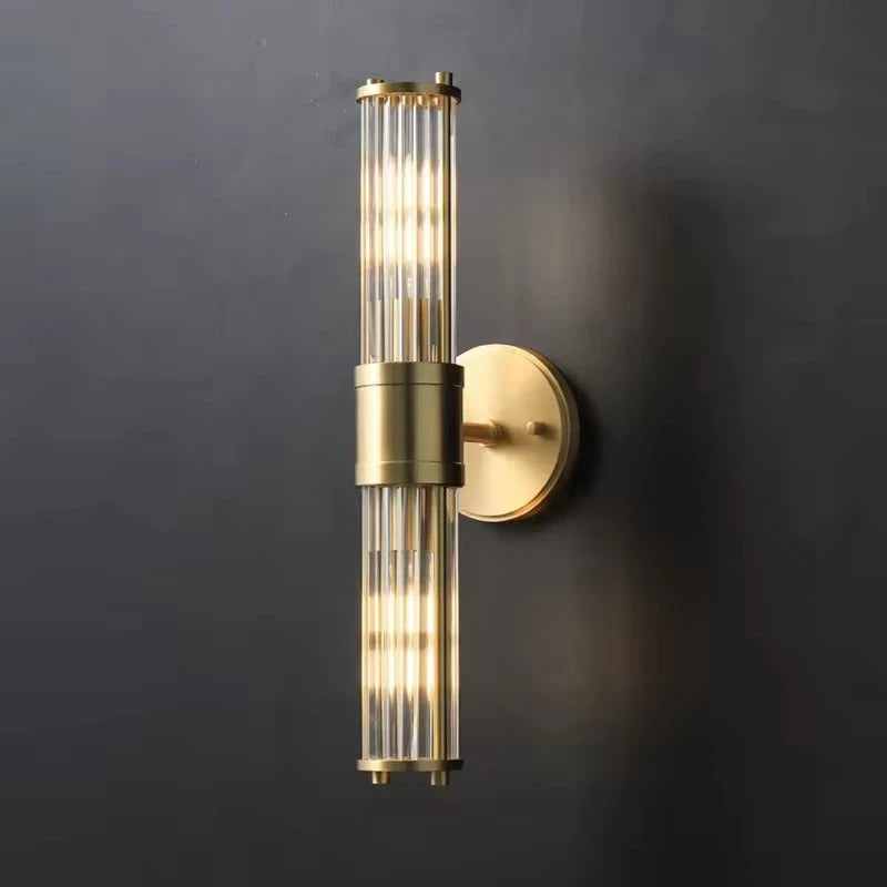 Lampada da Parete in Ottone e Cristallo per Interni Eleganti