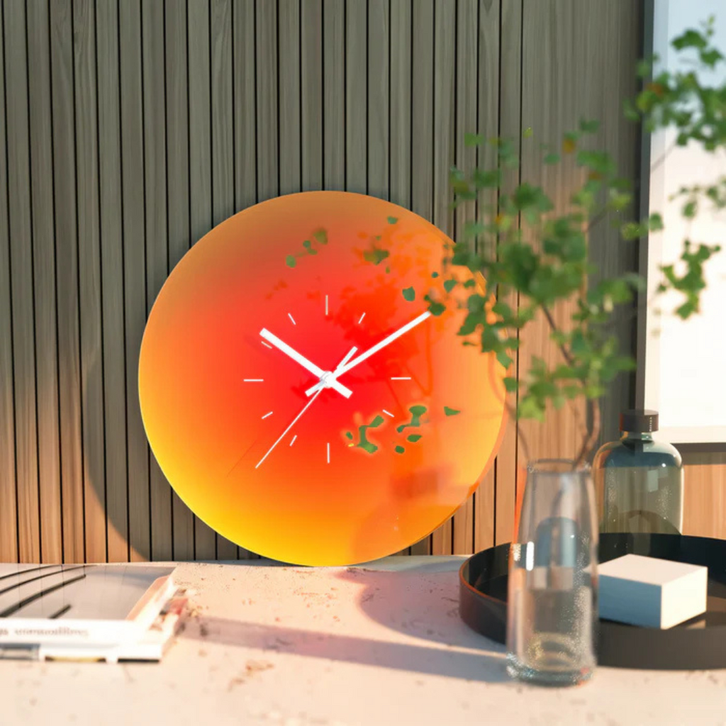 Tramonto - Orologio da Parete Design in Vetro
