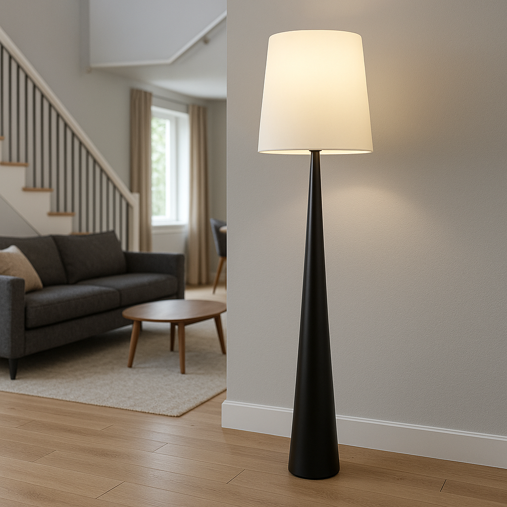 Lysenne – Lampada da Terra Scandinava con Paralume in Tessuto