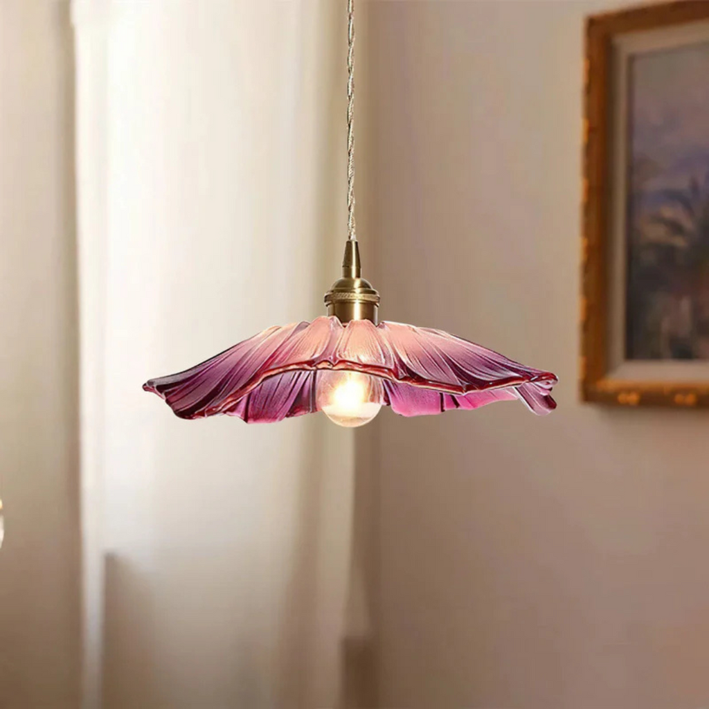 Myloq - Lampada a sospensione in vetro Retro Lotus