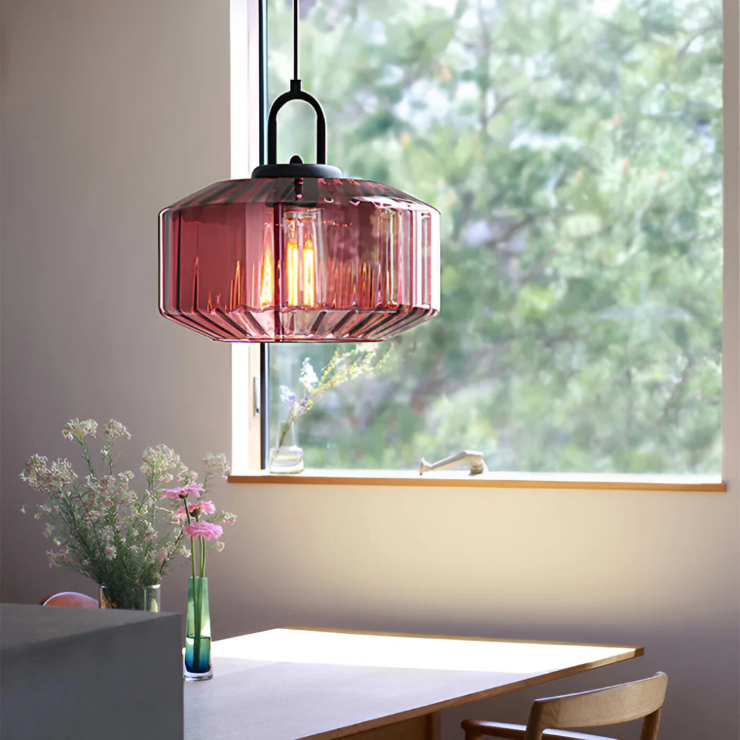 Mireta - Lampada a sospensione in vetro retro colorato