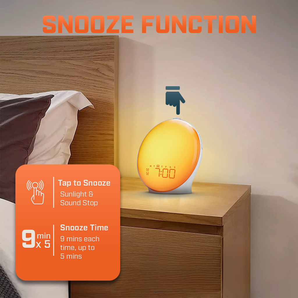 Lampada Sole di Risveglio Sveglia | Graduale Luce dell'Alba & Suoni Personalizzabili per Mattine Delicate