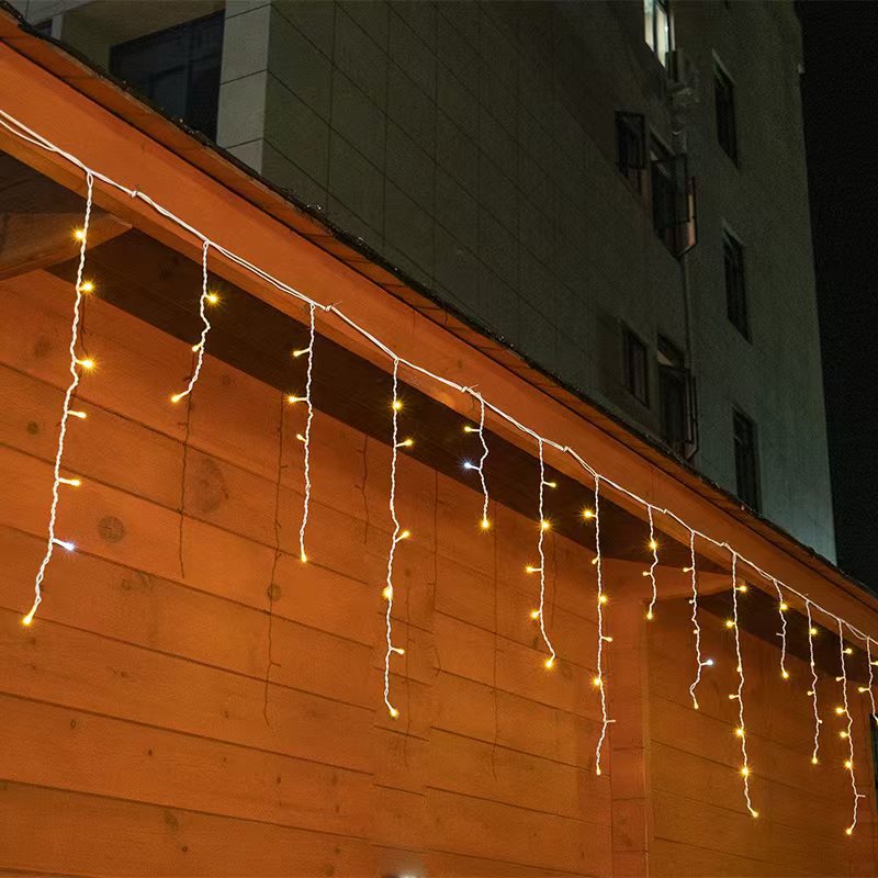 Quntis 50m LED-Corda di Luci a Goccia di Ghiaccio | IP44 Resistente alle Intemperie | 36V Bassa Tensione | 500+ LED | Effetto Cascata di Gocce di Ghiaccio | Bianco Caldo