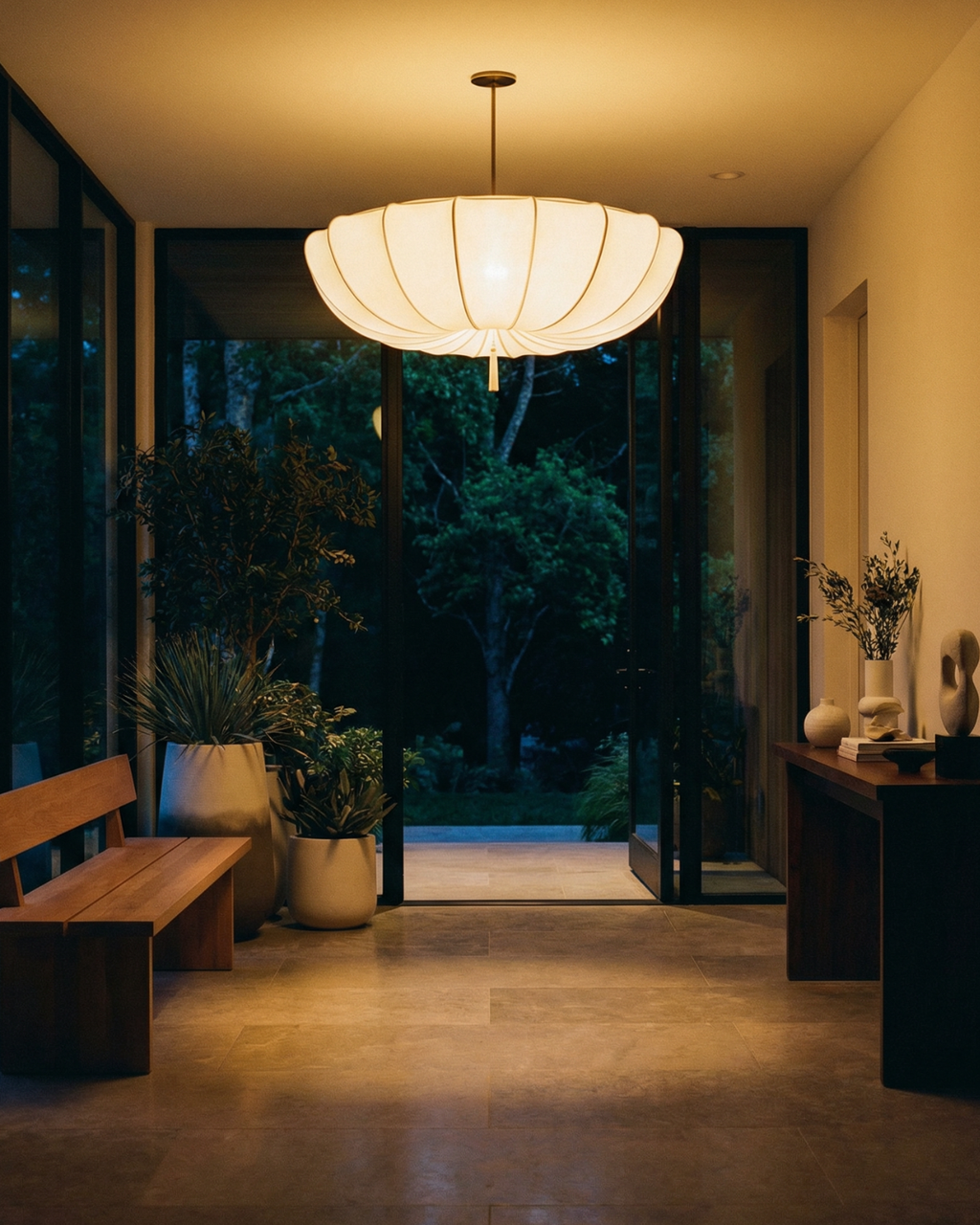 Velara | Lampada a Sospensione in Tessuto Contemporanea con Design Sculpturale a Nuvola e Illuminazione Ambientale Calda