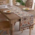Runner da Tavola Jacquard Vintage con Fiori e Uccelli