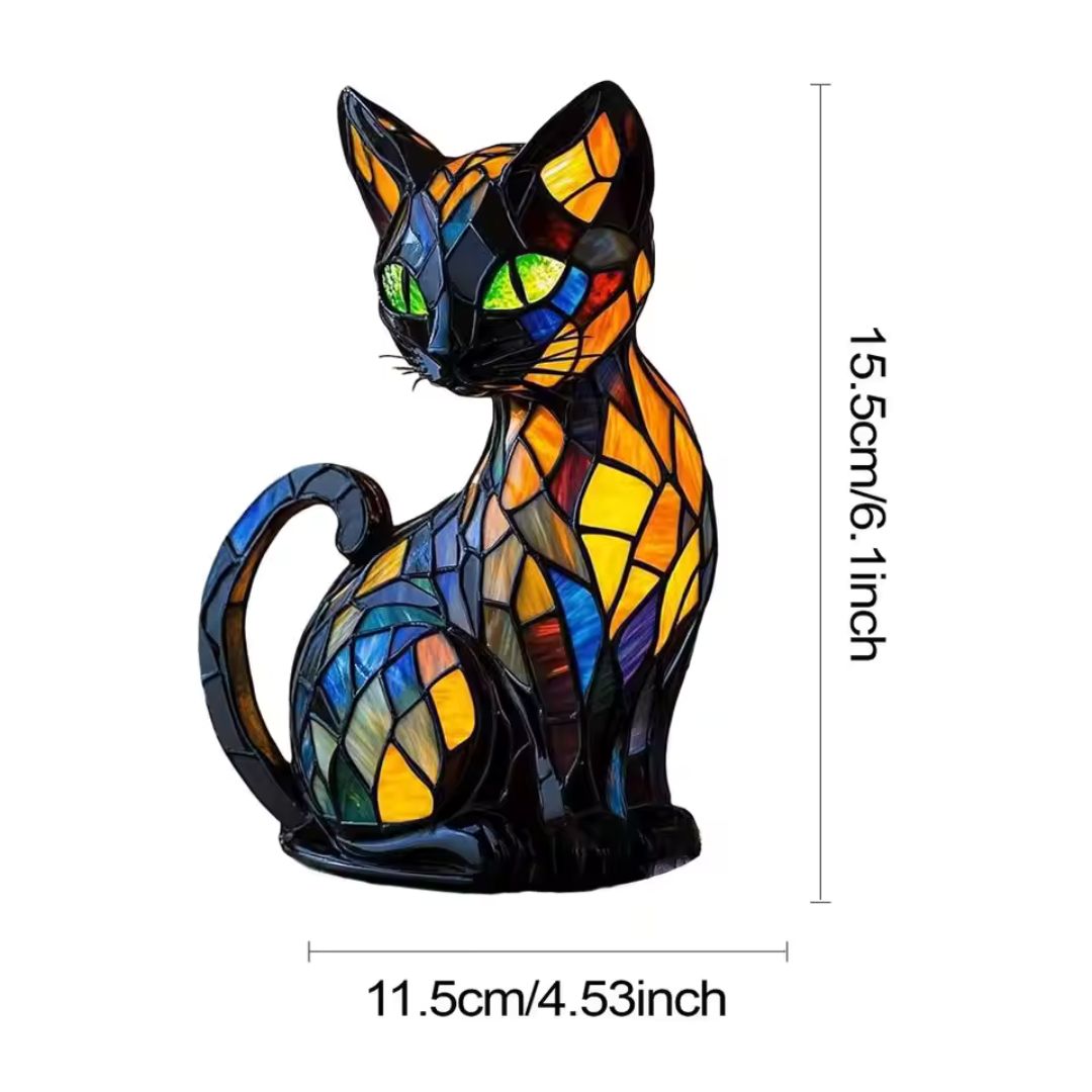 Lampada decorativa a forma di gatto con design a mosaico e luce ambiente calda – Decorazione d'interni elegante