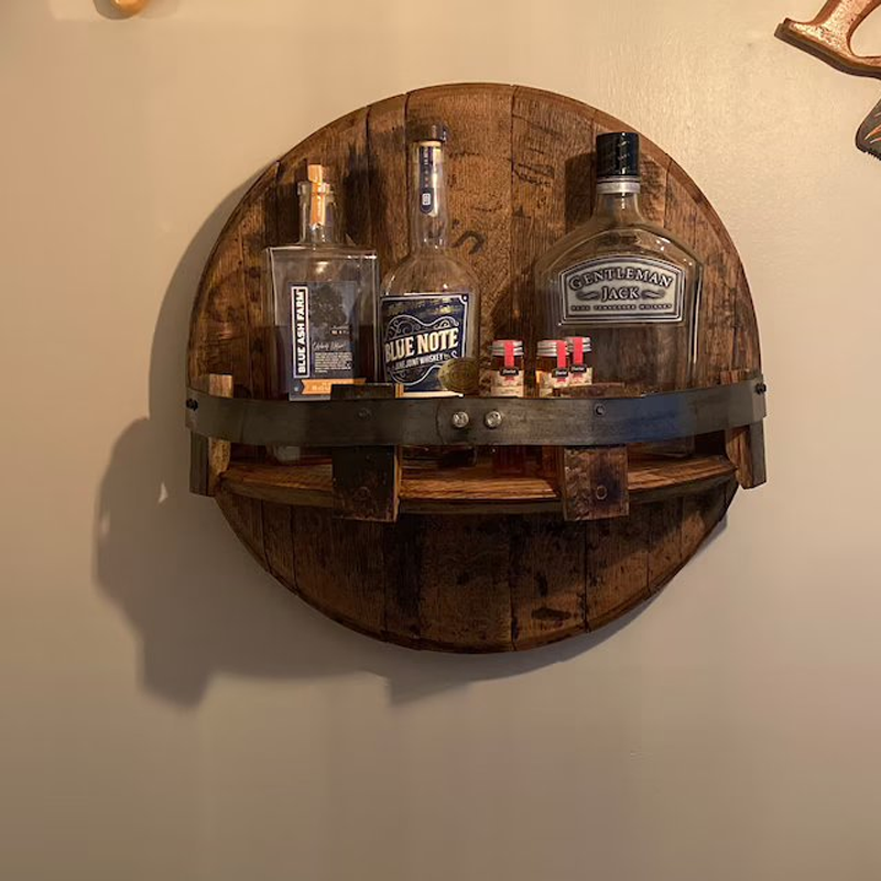 Sandsberg | Mensola da parete in botti di whiskey | Design in legno massello rustico | Rotonda
