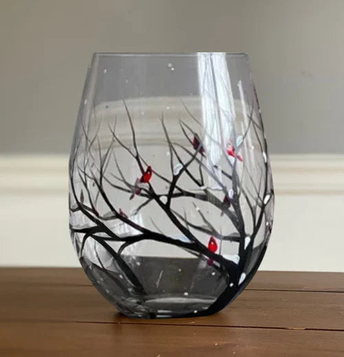 Bicchieri da Vino Albero delle Quattro Stagioni - Arte Dipinta a Mano