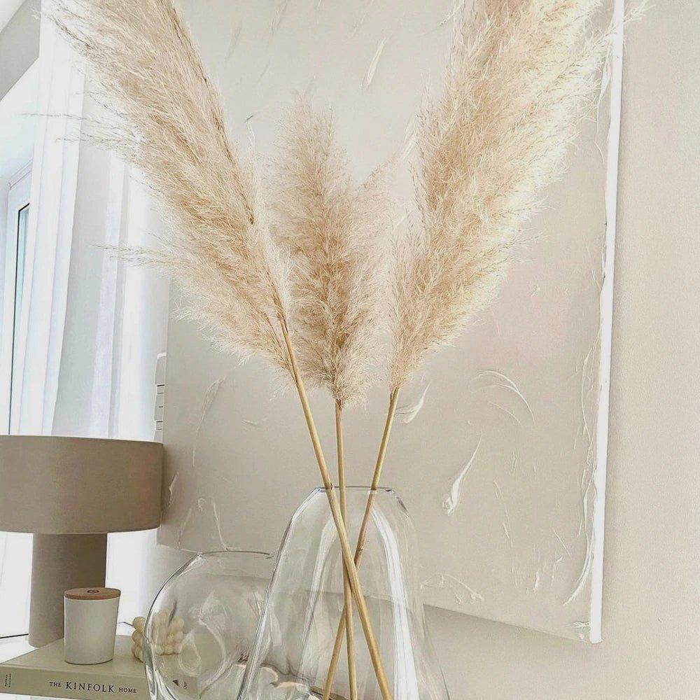 Bouquet di erba di pampas essiccata naturale, reale di 80 cm (bianco / beige / grigio) │ piuma soffice per decorazioni moderne in stile boho