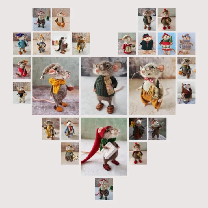 Topo in feltro fatto a mano | Decorazione natalizia & idea regalo | Feltro di lana e tessuto | Sostenibile