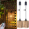Tutto Fortune Candelabro a Batteria, Lampada a Sospensione a Batteria, Lampada in Rattan con Bulbo Bianco Caldo, 4*AA a Batteria, Per Gazebo Pergola Veranda Patio Decorazione Interna ed Esterna