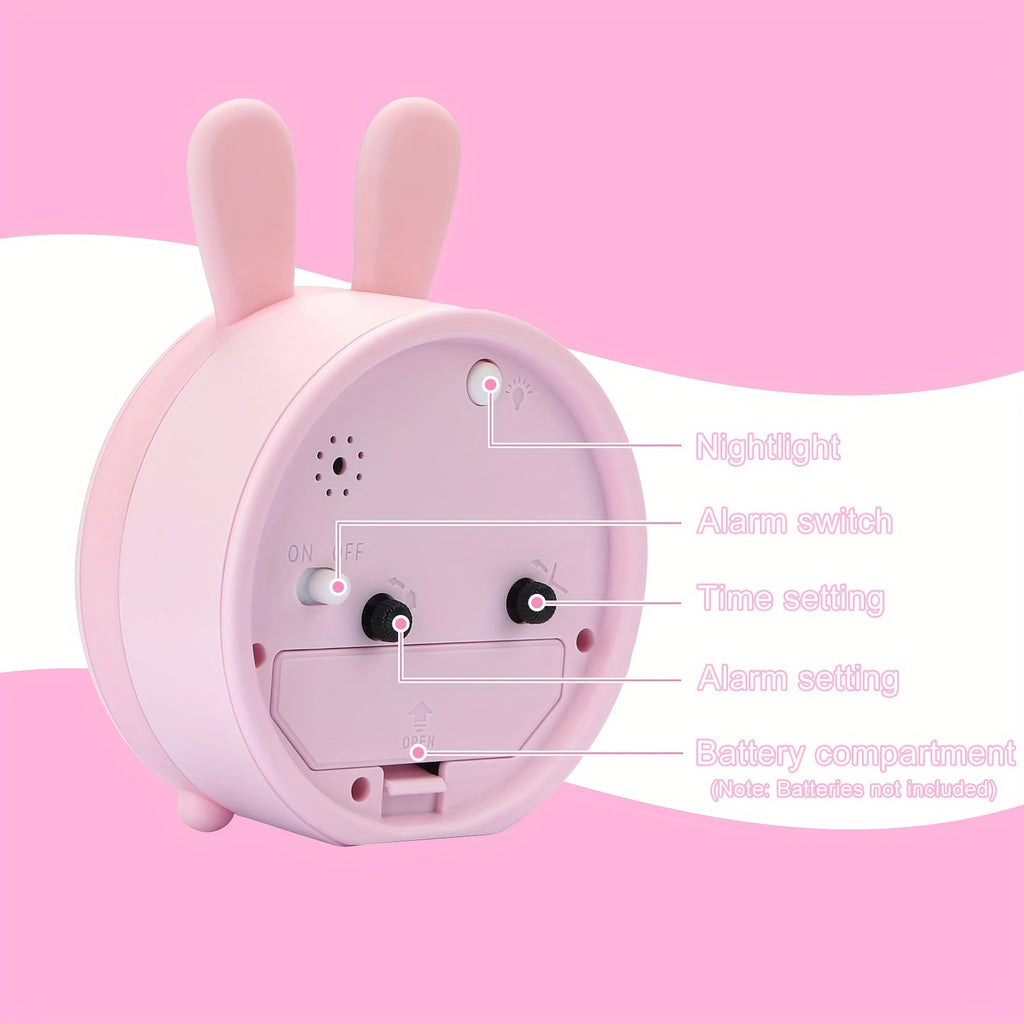 Sveglia per Bambini con Luce Notturna – Silenziosa, Motivo Coniglio e Design Compatto