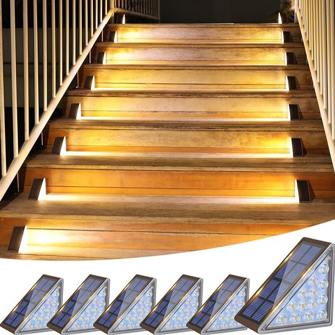 Luci LED a Passo Alimentate da Sole per Esterni con Design Triangolare