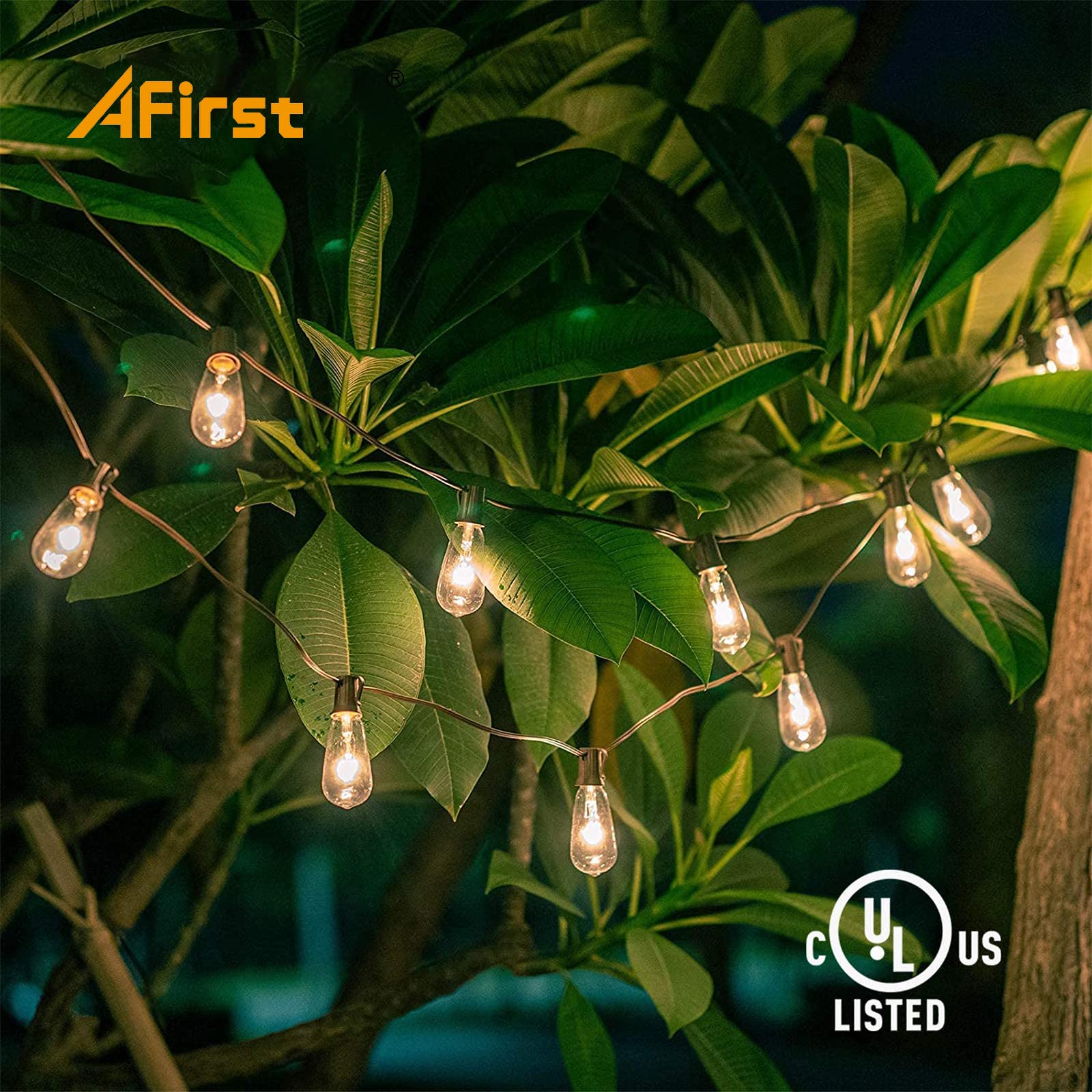 Afirst 20Ft Catena di Luci da Esterno - 22 Lampadine Edison Impermeabili per Patio e Feste