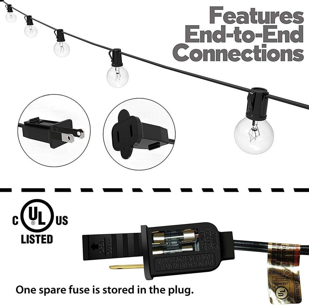 Catena di luci a globi da 25FT con lampadine per interni/esterni impermeabile, luci appese collegate per giardino, veranda, balcone, decorazione per feste