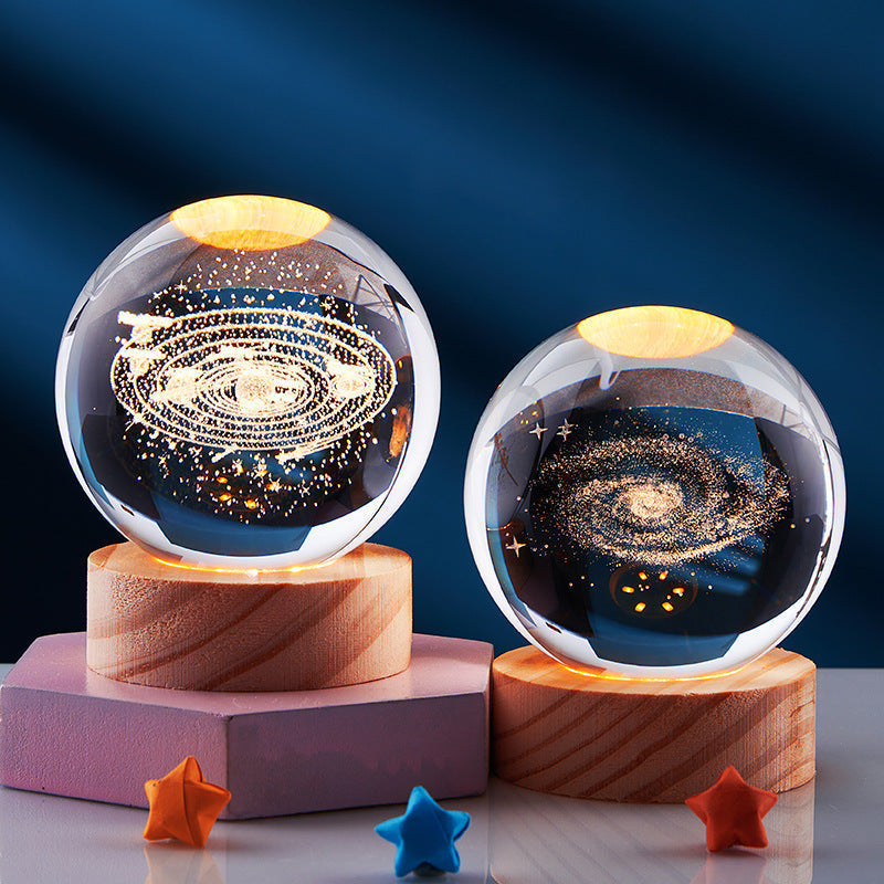 Lampada notturna a sfera di cristallo 3D
