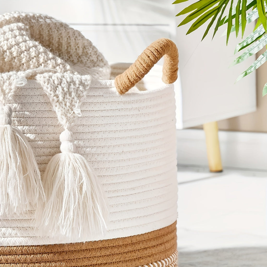 Cesto in Cotone Boho - Soluzione Elegante e Pratica
