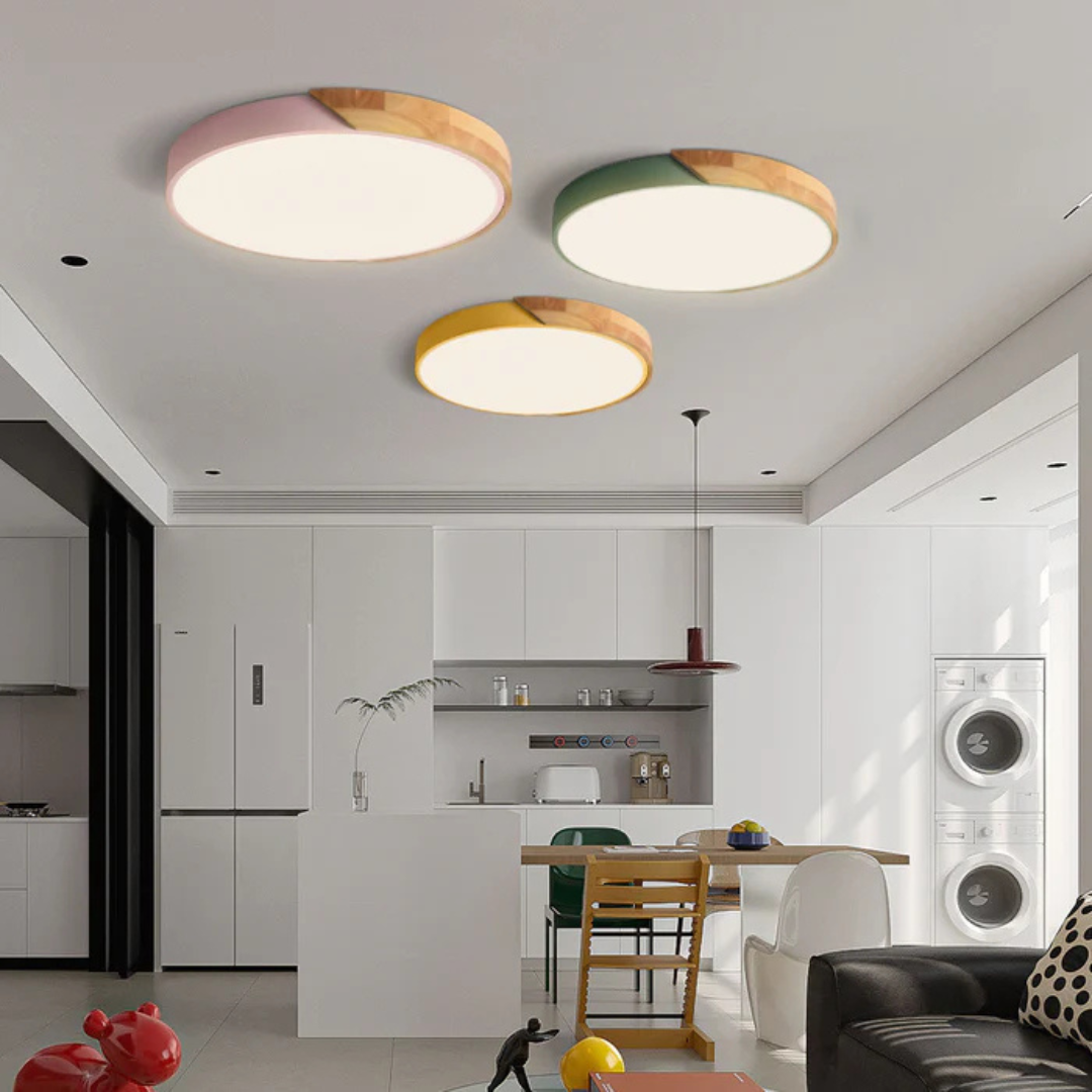 Delos - Lampada da soffitto in legno scandinavo con LED