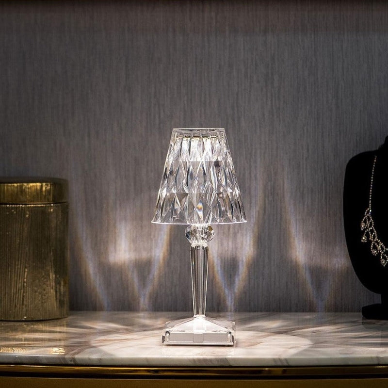 Lampada da tavolo in cristallo con controllo touch - LumeCrystal