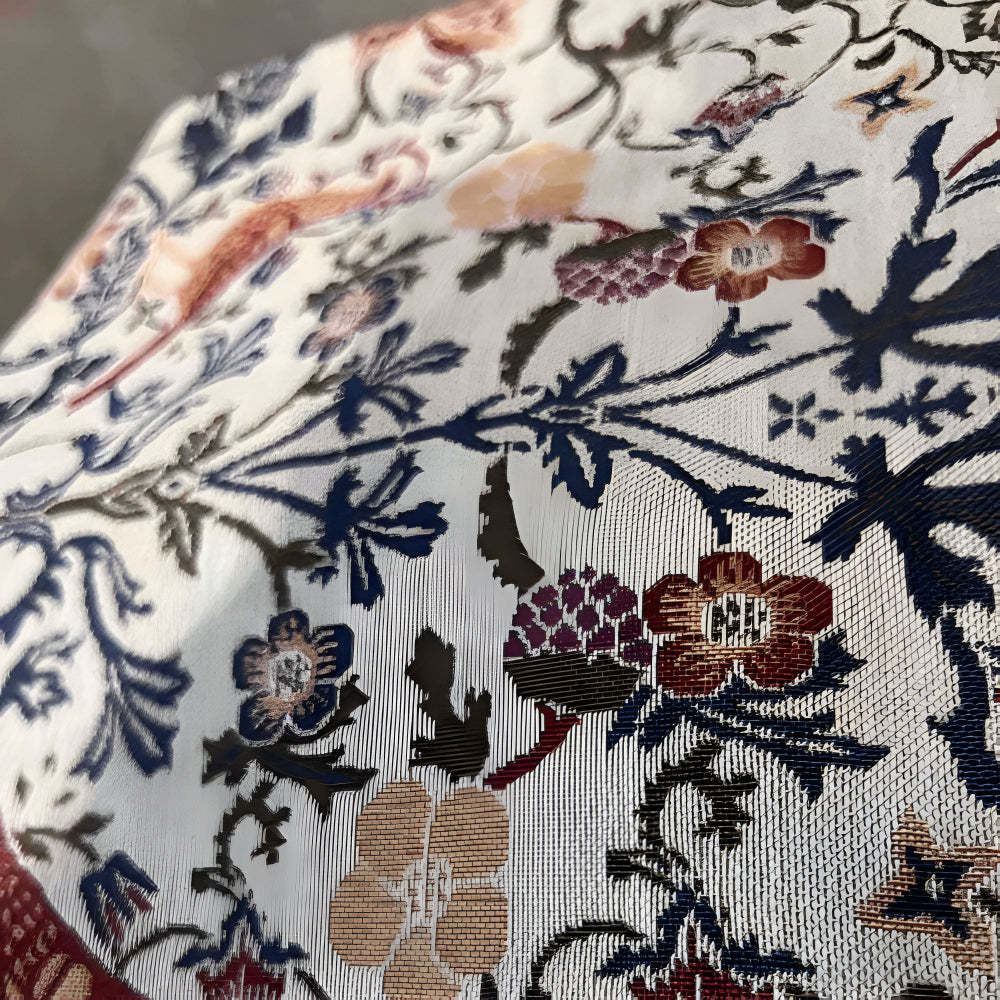 Runner da Tavola Jacquard Vintage con Fiori e Uccelli