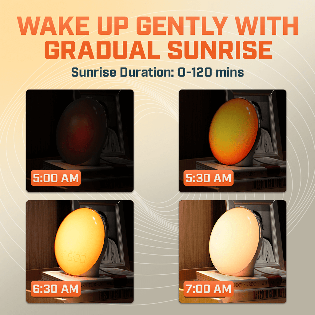 Lampada Sole di Risveglio Sveglia | Graduale Luce dell'Alba & Suoni Personalizzabili per Mattine Delicate