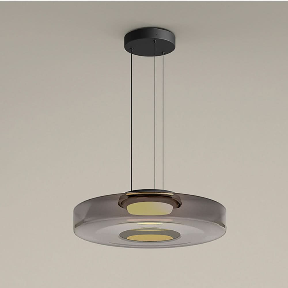 Lampada a sospensione in vetro Bauhaus con lampadina LED calda
