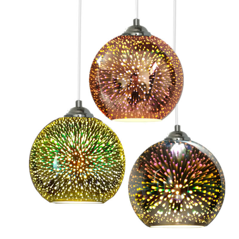 Lampada a sospensione a cupola moderna creativa in vetro colorato 3D con 1 luce