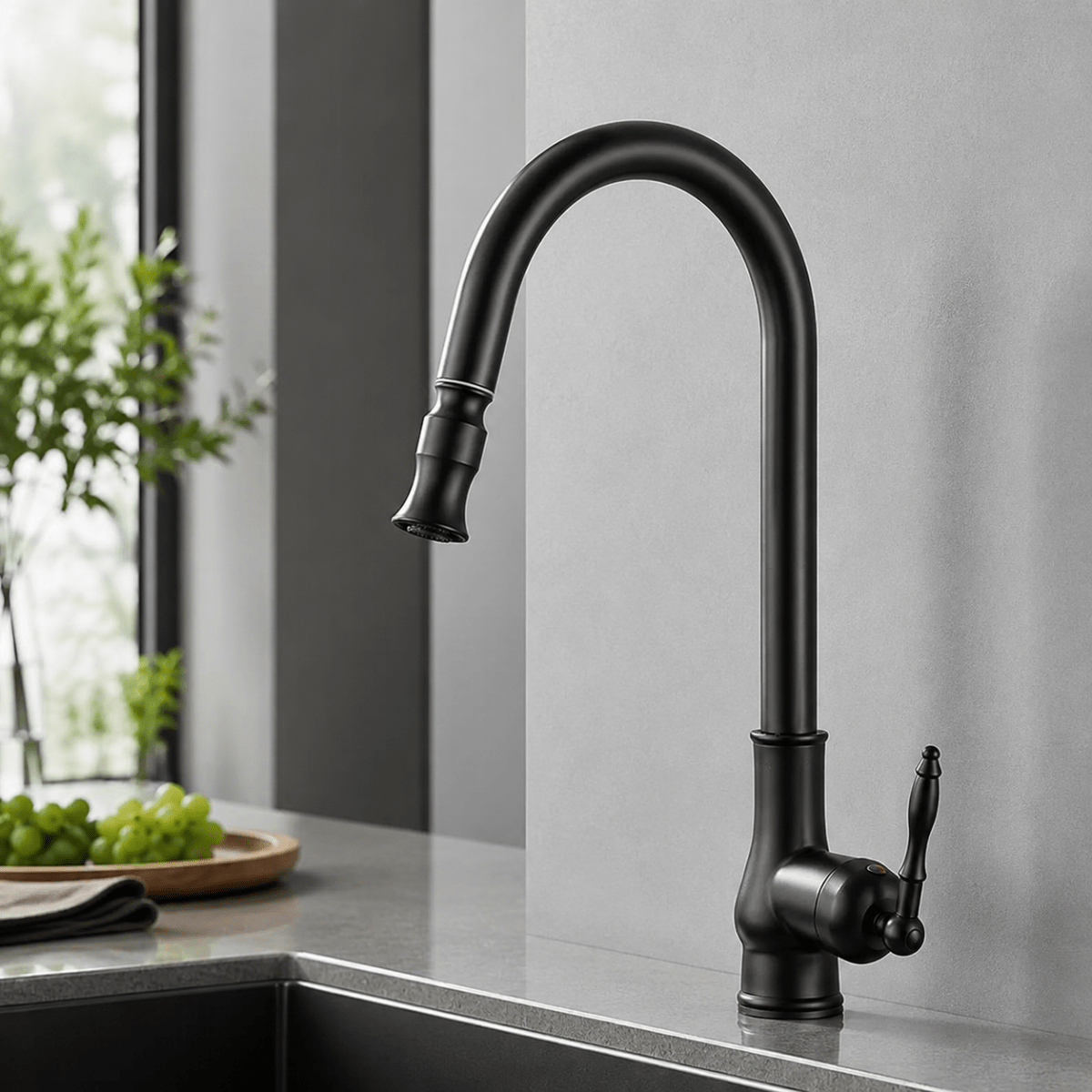VINTASPOUT – Rubinetto da cucina in bronzo antico con funzione estraibile per un lavoro flessibile al lavello