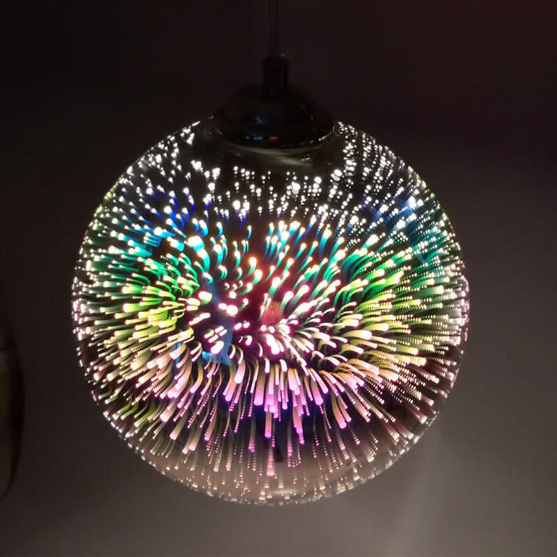 Moderna Lampada a Sospensione in Vetro con Effetto Fuochi d'Artificio 3D