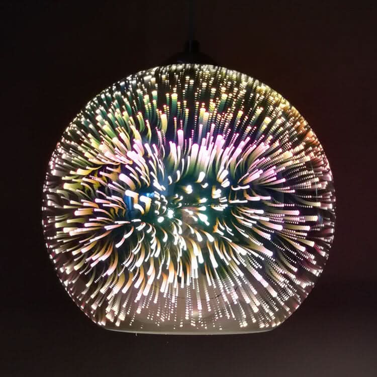 Moderna Lampada a Sospensione in Vetro con Effetto Fuochi d'Artificio 3D