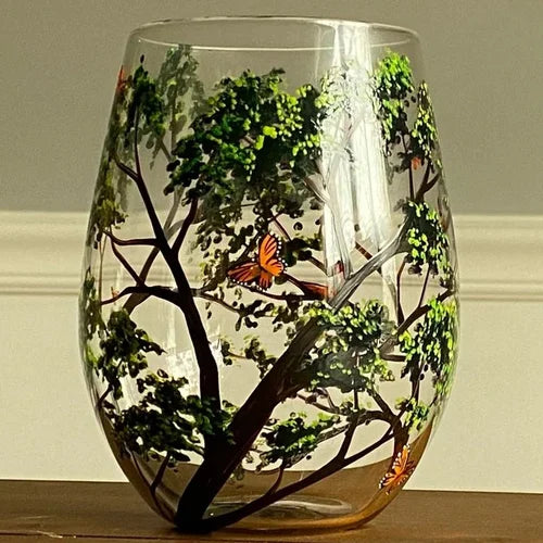 Bicchieri da Vino Albero delle Quattro Stagioni - Arte Dipinta a Mano