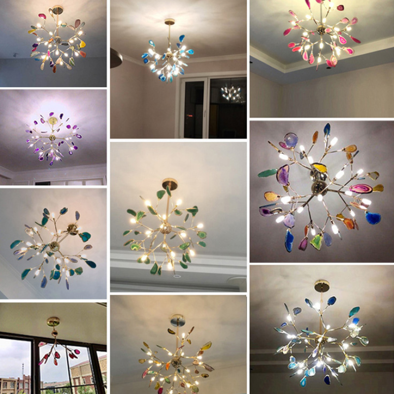 Lampadario in Vetro Multicolore con Design a Rami
