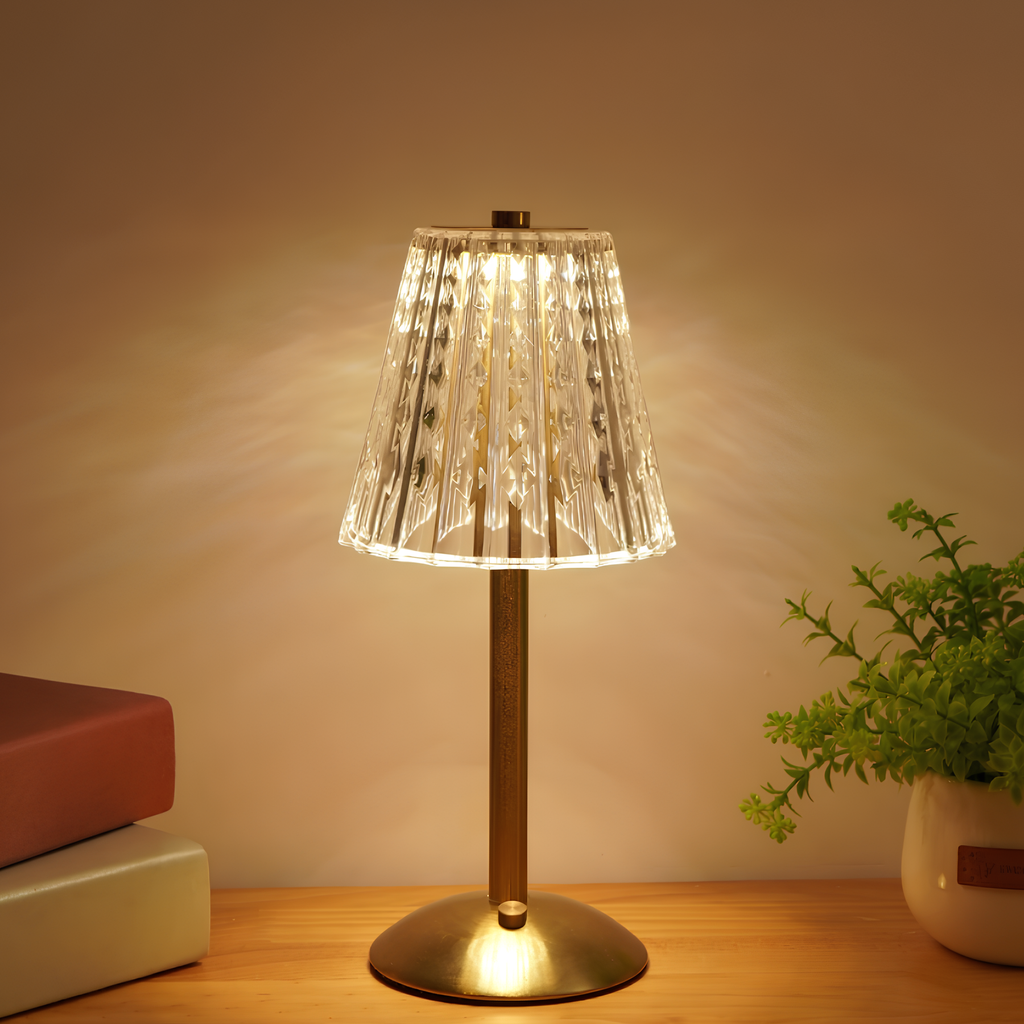 Lampada da tavolo in cristallo dorato - Aurora Luxe