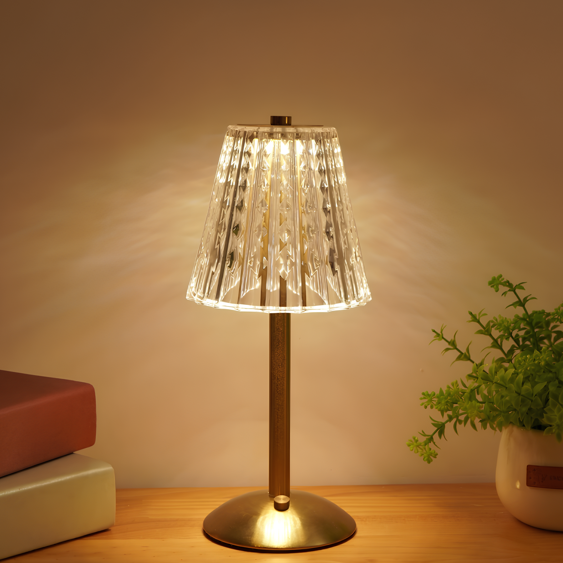 Lampada da tavolo in cristallo dorato - Aurora Luxe