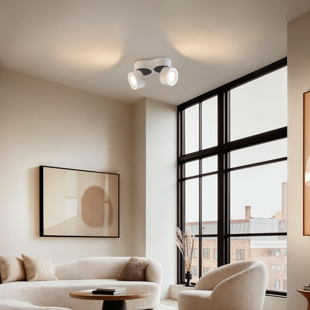 Faretto a soffitto LED doppio con teste regolabili