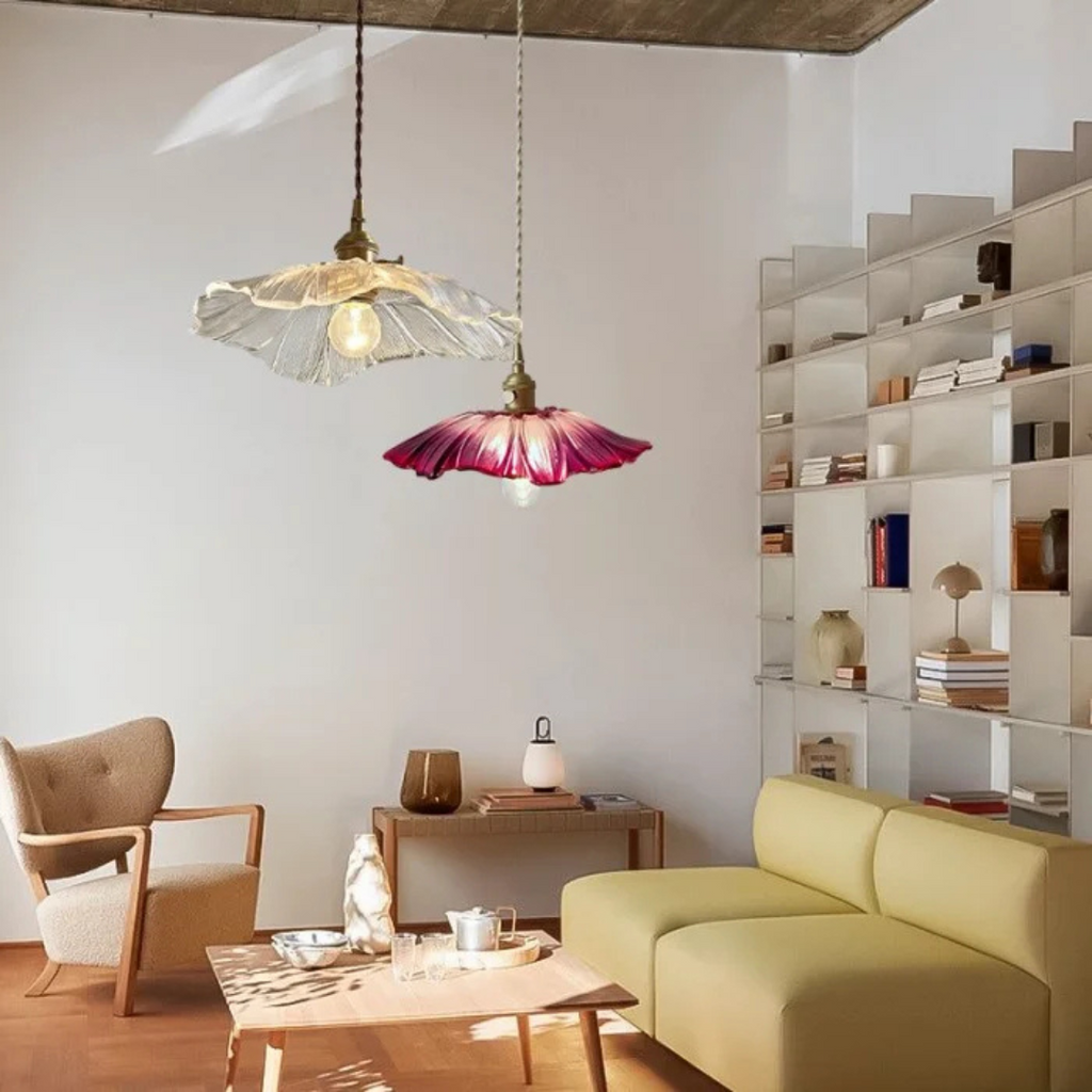 Myloq - Lampada a sospensione in vetro Retro Lotus