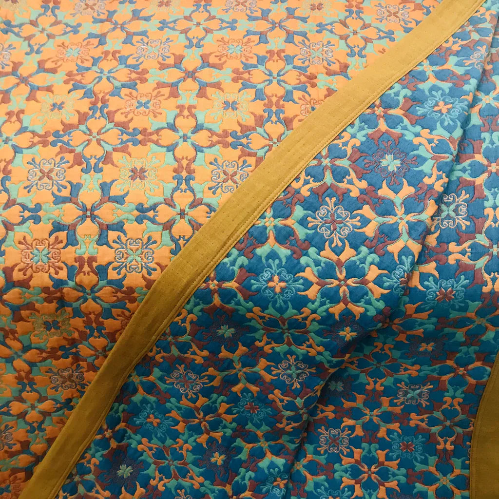 Coperta in Cotone a Sei Strati con Motivo Blu – TerraLoom Coperta Comfort