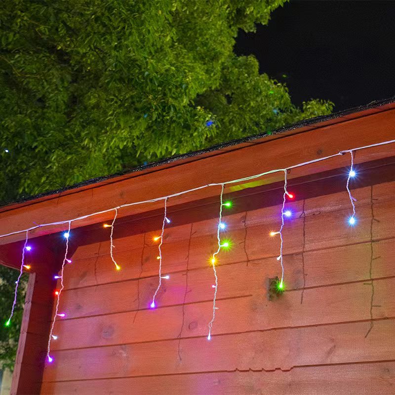Quntis 50m LED-Corda di Luci a Goccia di Ghiaccio | IP44 Resistente alle Intemperie | 36V Bassa Tensione | 500+ LED | Effetto Cascata di Gocce di Ghiaccio | Bianco Caldo