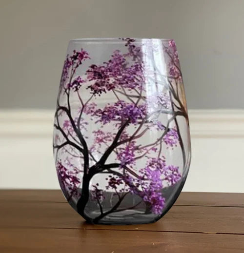 Bicchieri da Vino Albero delle Quattro Stagioni - Arte Dipinta a Mano
