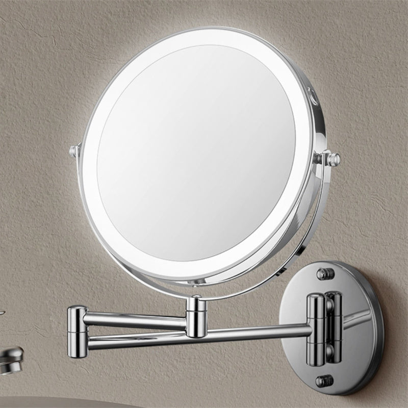 Specchio da barba a parete ricaricabile | Rotazione a 360°. Ingrandimento 1X/10X e illuminazione LED regolabile per l'uso in bagno