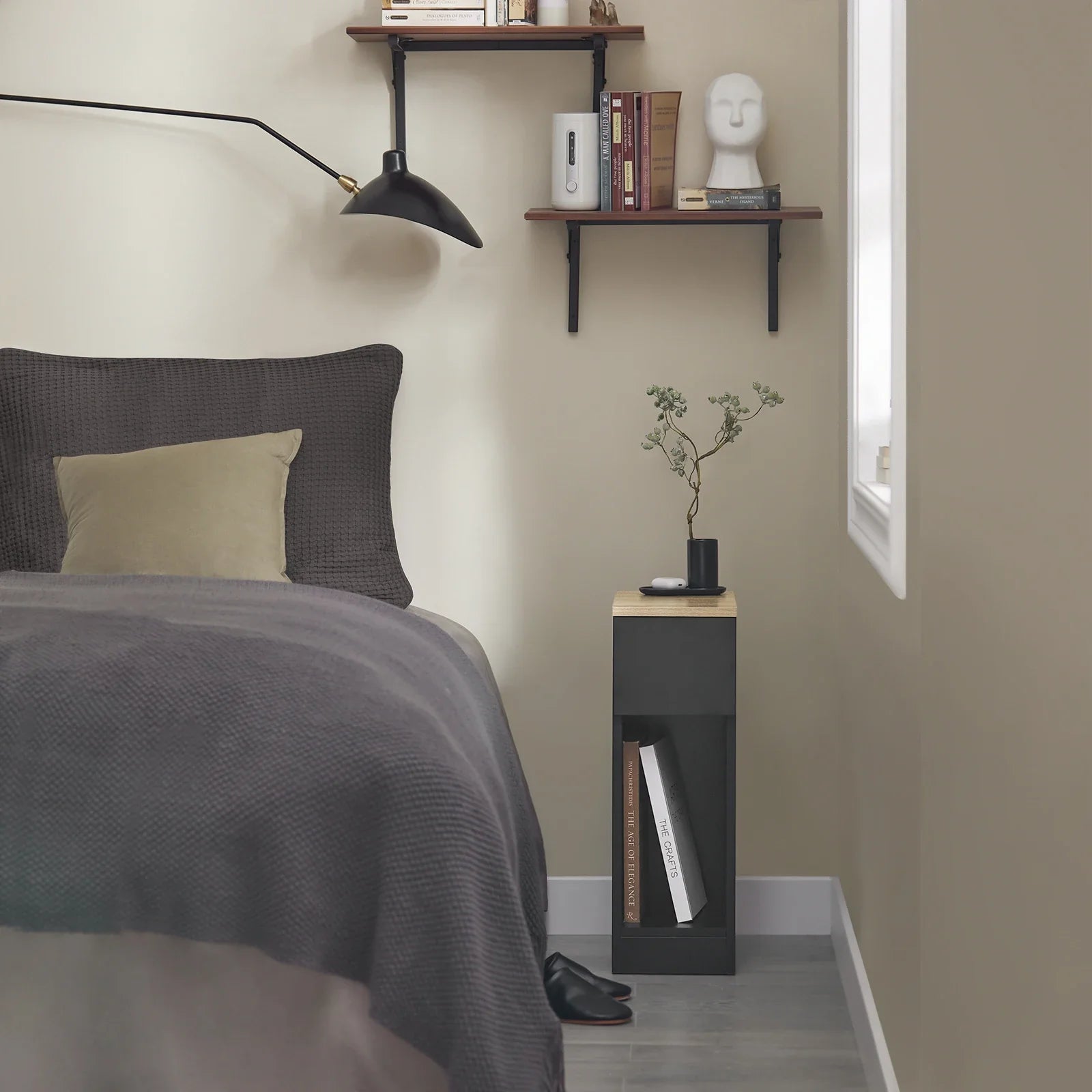 Arvion - Set di 2 Comodini Stretti con Cassetto per Boxspring o Divano