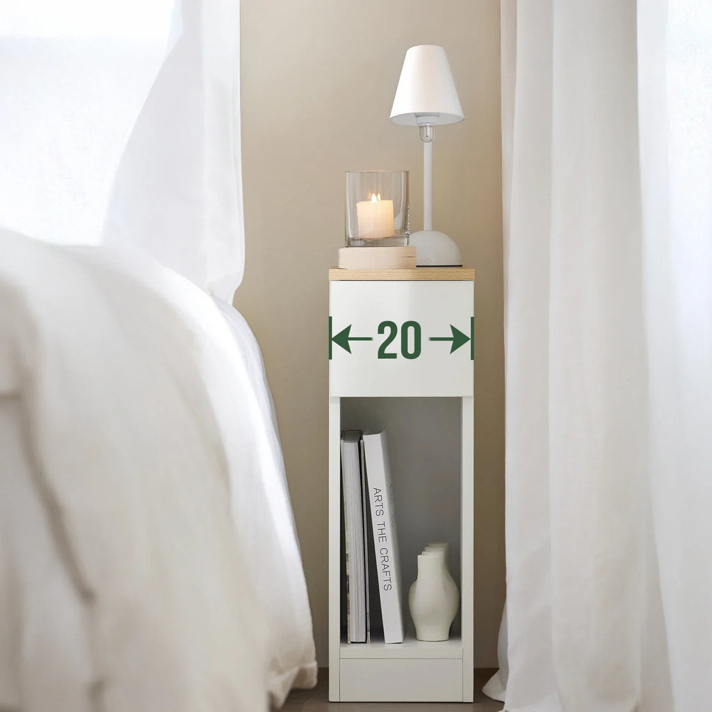 Arvion - Set di 2 Comodini Stretti con Cassetto per Boxspring o Divano