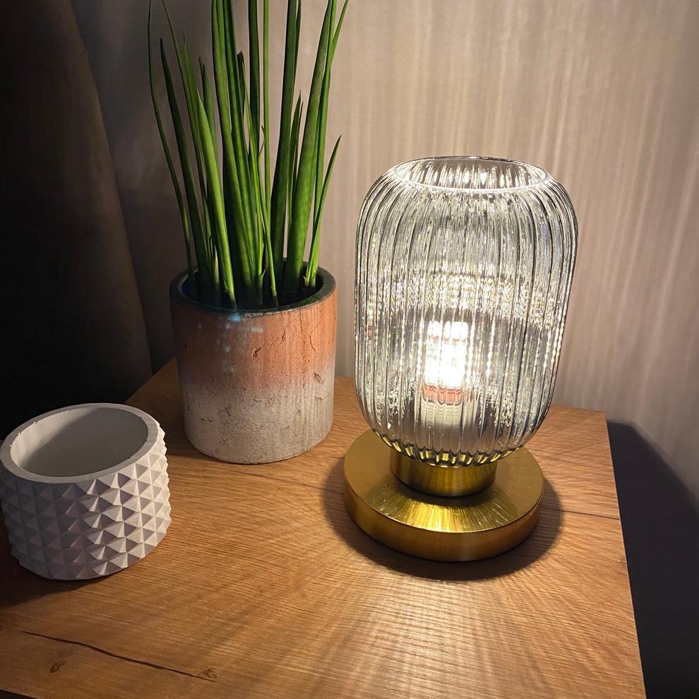 Lampada da Tavolo Scandinava in Vetro Ambra