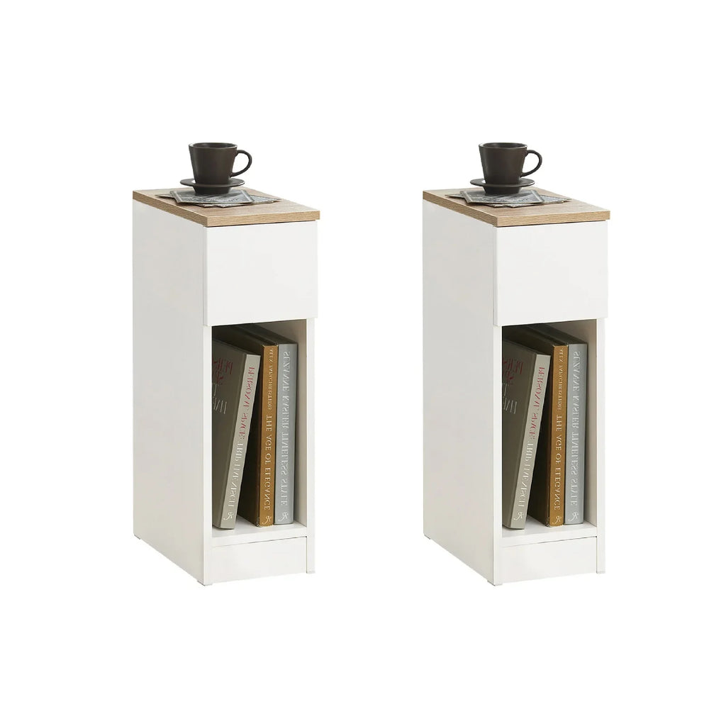 Arvion - Set di 2 Comodini Stretti con Cassetto per Boxspring o Divano