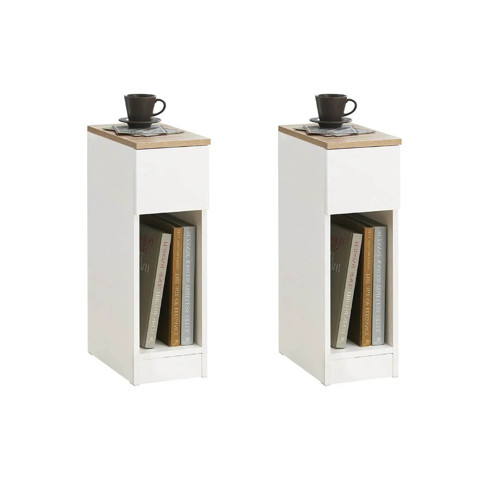 Arvion - Set di 2 Comodini Stretti con Cassetto per Boxspring o Divano
